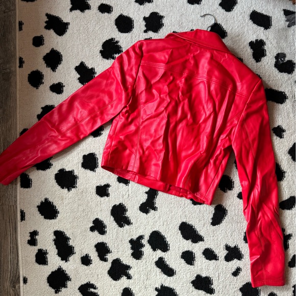 Red Vegan Leather Jacket - Picture 2 of 6